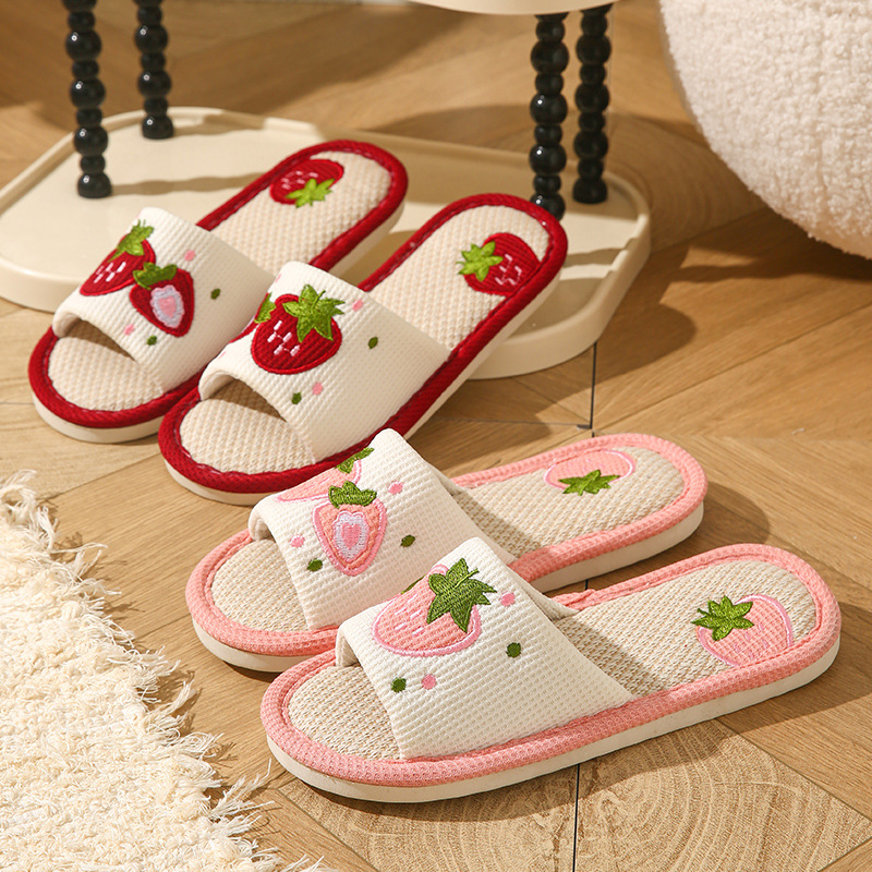 Home Textile - Ciabatte da donna in lino color